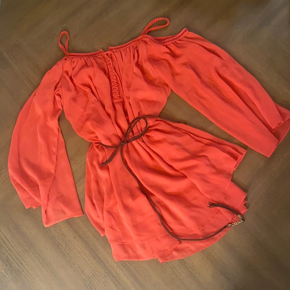 Coral Double Zero Dress with sleeves